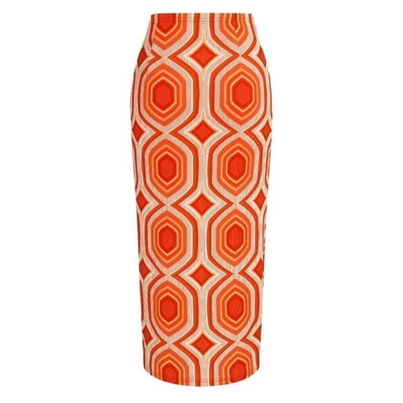 NWT Cider Mid Rise Geometric Twist Split Maxi Skirt Large - Picture 4 of 9